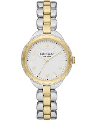 Kate Spade - Morningside Three-hand Silver And Gold Two-tone Stainless Steel Bracelet Watch - Lyst