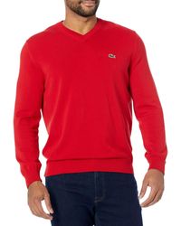 Lacoste - S Long Sleeve V Neck Cotton Jersey Sweater - Lyst