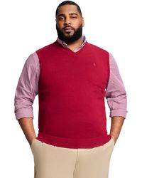 Izod - Big And Tall Premium Essentials Solid V-neck 12 Gauge Vest Pullover - Lyst