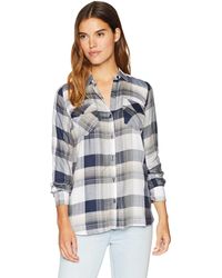 Alfani Plum Roll-Tab-Sleeve Plaid Shirt S