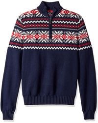 IZOD Mens Buttoned Mock Neck Solid 7 Gauge Sweater