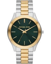 Michael Kors - Slim Runway Silver And Gold Two-tone Stainless Steel Bracelet Watch - Lyst