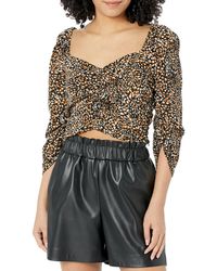 BCBGeneration - Fitted Crop Top Long Sleeve Ruched Bodice Sweetheart Neck Shirt - Lyst