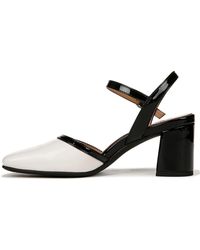 Naturalizer - S Wave Ankle Strap Closed Toe Dress Heels Warm White/black Patent 11 W - Lyst