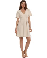 Maggy London - Short Sleeve Fit And Flare Scuba Crepe Dress - Lyst