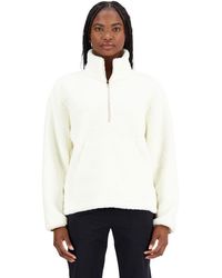New Balance - Achiever Sherpa Pullover In White Poly Knit - Lyst