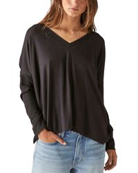 Lucky Brand - Cloud Jersey Deep V-neck Ruched Top - Lyst