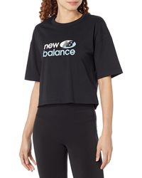 New Balance - Essentials Reimagined Dual Colored Cotton Jersey Boxy Short Sleeve - Lyst