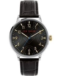 Ted Baker - Cosmop Stainless Steel Quartz Watch With Leather Calfskin Strap - Lyst