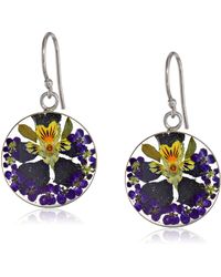 Amazon Essentials - Sterling Silver Purple Pressed Flower Circle Drop Earrings - Lyst