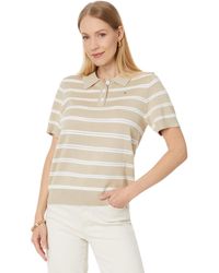 Tommy Hilfiger - Short Sleeve Textured Stripe Polo Sweater Khaki Combo Xs - Lyst
