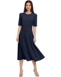 Maggy London - Short Sleeve Double Pleat Midi Dress - Lyst