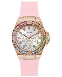 Guess - Pink Strap White Dial Rose Gold Tone - Lyst