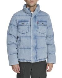 Levi's - Quilted Cotton Denim Puffer Jacket - Lyst