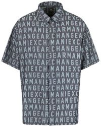 Emporio Armani - A | X Armani Exchange Short Sleeve All-over Logo Denim Button Down Shirt. Regular Fit - Lyst