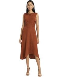 Maggy London - Sleeveless Midi Dress-draped Bodice - Lyst