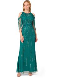 Adrianna Papell - Cold Shoulder Bead Gown - Lyst