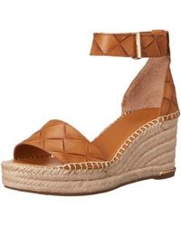 Franco Sarto - S Clemens Jute Wrapped Espadrille Wedge Sandals Brown Embossed Leather 6m - Lyst