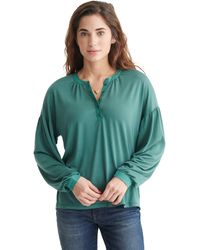 Lucky Brand - Long Sleeve Boho Henley Top - Lyst
