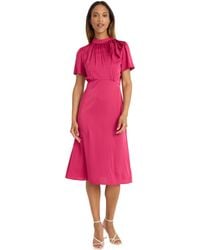 Maggy London - Bow Neck Midi Dress - Lyst