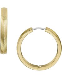 Fossil - Stainless Steel Harlow Linear Texture Small Hoop Earrings - Lyst