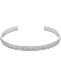 Fossil - Harlow Linear Texture Stainless Steel Cuff Bracelet - Lyst