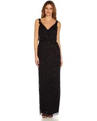 Adrianna Papell - Beaded Surplice Gown - Lyst