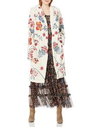 Johnny Was - Biya By Cream Faux Fur Coat With Multicolored Embroidery - Lyst
