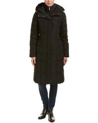 Cole Haan - Womens Taffeta With Bib Front And Dramatic Hood Down Alternative Outerwear Coat - Lyst