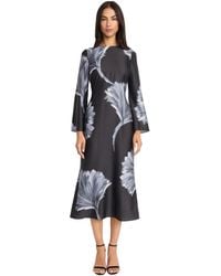 Donna Morgan - Floral Print Midi Long Bell Sleeve Open Back-elegant Cocktail Dress - Lyst