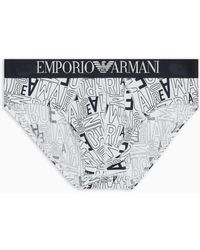 Emporio Armani - Briefs With Bold All-over Logo Print - Lyst