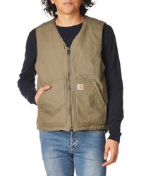Carhartt - Relaxed Fit Washed Duck Sherpa Lined Vest - Lyst