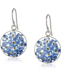 Amazon Essentials - Sterling Silver Blue Pressed Flower Circle Drop Earrings - Lyst