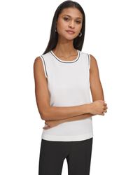 Karl Lagerfeld - Paris Sleeveless Round Neck Knit Blouse - Lyst