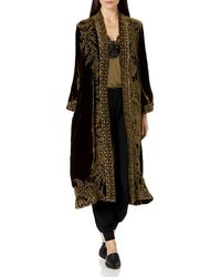 Johnny Was Velvet Tonal Embroidered Coat - Black