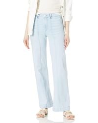 PAIGE - S Leenah Transcend Vitnage Front Pin Tucks Double Belt Loop Wide Leg Jean,adita,28 - Lyst