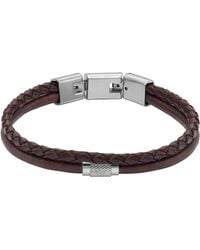 Fossil - All Stacked Up Brown Leather Multi-strand Bracelet - Lyst