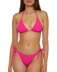 Lucky Brand - Lucky Standard Sky Above Sand Textured Triangle Top Side Bottom Bikini Set - Lyst