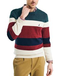 Nautica - Sustainably Crafted Striped Textured Crewneck Sweater - Lyst