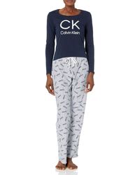 Calvin Klein - Comfort Fleece Long Sleeve Sleepwear Set - Lyst