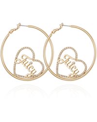 Juicy Couture - Goldtone Heart And Signature Logo Hoop Earrings For - Lyst