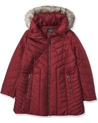 Alternative Apparel London Fog Zip-up Puffer With Faux Fur Trimmed Hood - Red