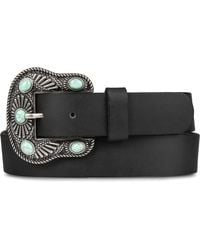 Lucky Brand - Turquoise Studded Leather Western Buckle Belt In Black - Lyst