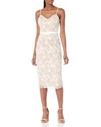 Dress the Population - Emma Sweetheart Neck Embroidered Midi Dress - Lyst