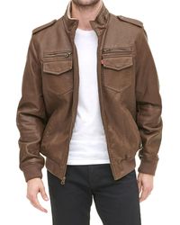 Levi's - Faux Leather Sherpa Aviator Bomber Jacket - Lyst