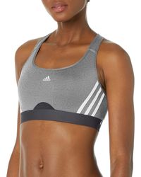 adidas - Standard Training Medium Support 3 Stripes Bra - Lyst