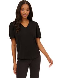Adrianna Papell - V-neck Short Puff Sleeve Top - Lyst