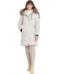 Nine West - Puffer Jacket With Faux Fur Hood - Lyst