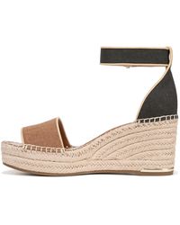 Franco Sarto - S Clemens Jute Wrapped Espadrille Wedge Sandals Tan/black Fabric 8m - Lyst