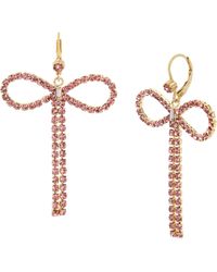 Betsey Johnson - S Rhinestone Bow Drop Earrings - Lyst